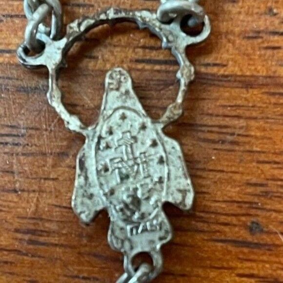 Vintage ROSARY Small Pink BEADS 15" NECKLACE Religious Jewelry Made in ITALY - Picture 5 of 5